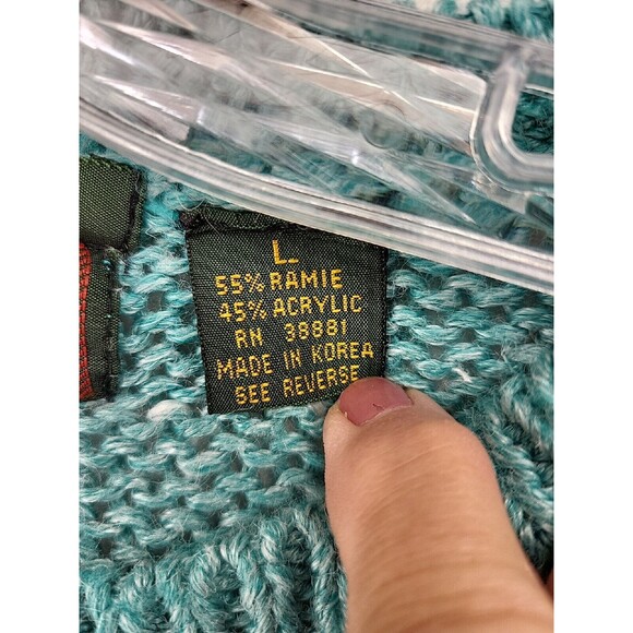 TILBURG WOMENS SWEATER GREEN LARGE PULLOVER CABLE KNIT Nordic, Winter - Picture 3 of 9